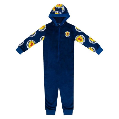 Front - Scottish FA Childrens/Kids Crest Fleece All-In-One Nightwear