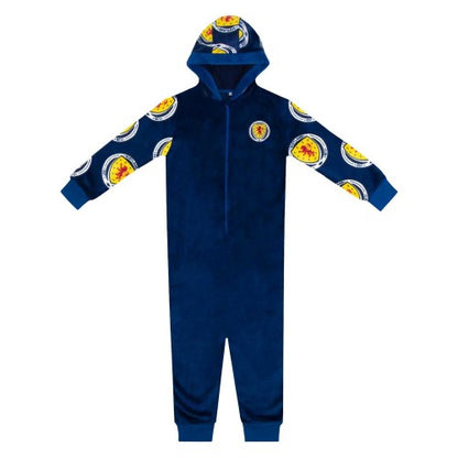 Front - Scottish FA Childrens/Kids Crest Fleece All-In-One Nightwear
