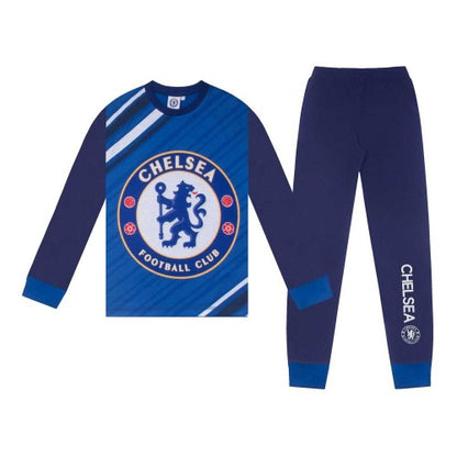 Front - Chelsea FC Boys Palmer 10 Long-Sleeved Long Pyjama Set