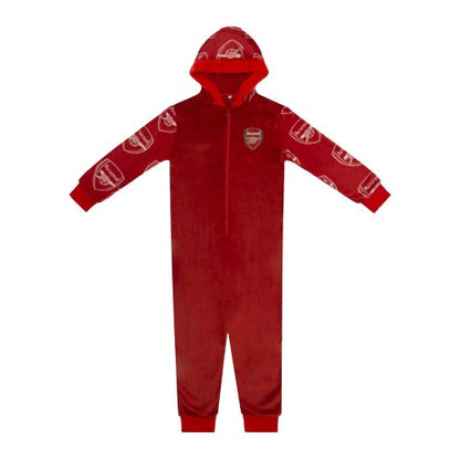 Front - Arsenal FC Childrens/Kids Crest Fleece All-In-One Nightwear