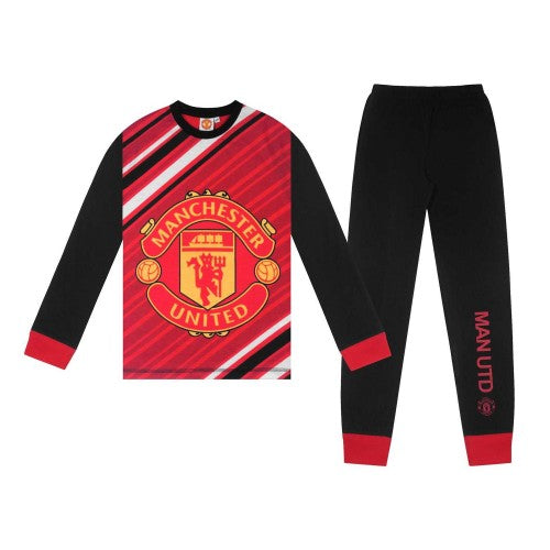 Front - Manchester United FC Boys Bruno Fernandes 8 Long Pyjama Set