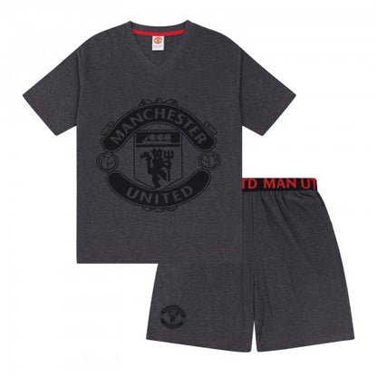 Front - Manchester United FC Mens Crest Short Pyjama Set