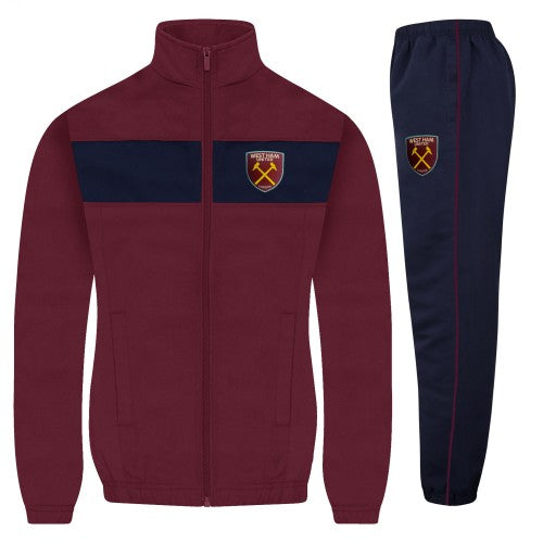 Front - West Ham United FC Boys Contrast Striped Tracksuit