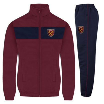 Front - West Ham United FC Boys Contrast Striped Tracksuit