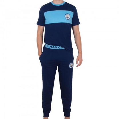 Front - Manchester City FC Mens Premium Long Pyjama Set