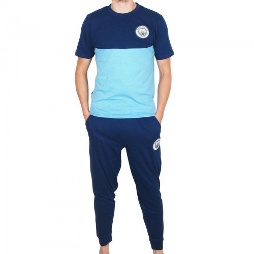 Front - Manchester City FC Mens Premium Long Pyjama Set