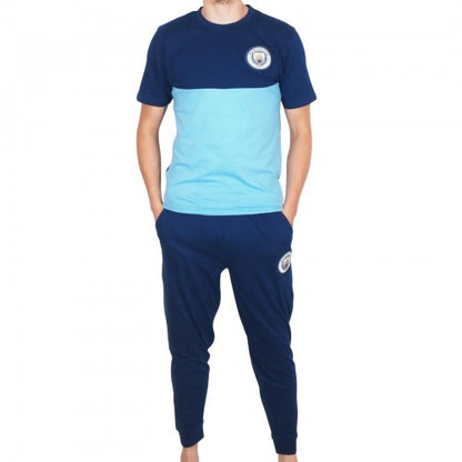 Front - Manchester City FC Mens Premium Long Pyjama Set