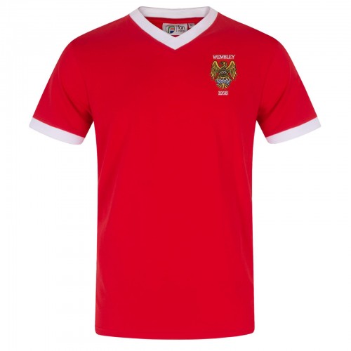 Front - Fan Originals Mens United Wembley 1958 Crest Polyester V Neck T-Shirt