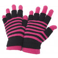 Front - Ladies/Womens Striped Thermal 2 In 1 Magic Gloves (Fingerless And Full Fingered)