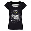 Front - Grindstore Womens/Ladies Black Cat Club T-Shirt
