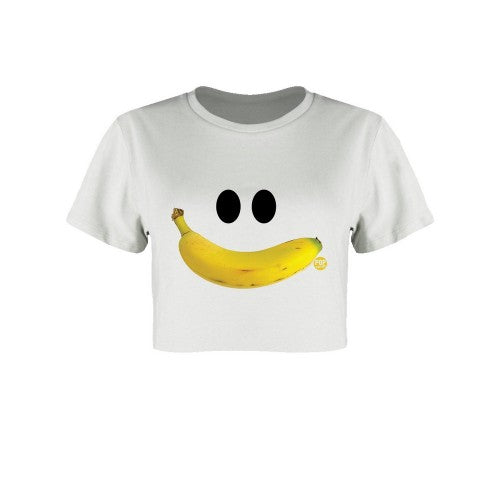 Front - Pop Factory Womens/Ladies Banana Smile Boxy Crop Top