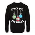 Front - Pop Factory Mens Check Out My Balls Christmas Jumper