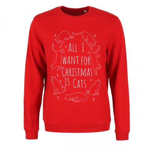 Front - Grindstore Womens/Ladies All I Want For Christmas Is Cats Christmas Pullover