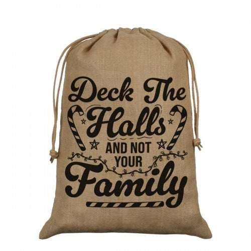 Front - Grindstore Deck The Halls And Not Your Family Hessian Santa Sack