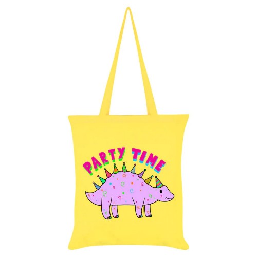 Front - Grindstore Party Time Dinosaur Tote Bag