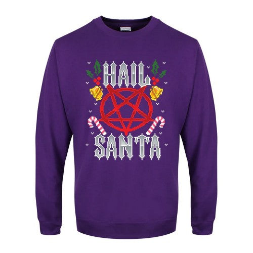 Front - Grindstore Mens Hail Santa Christmas Jumper