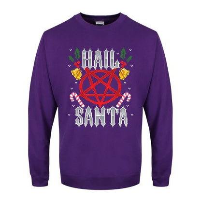 Front - Grindstore Mens Hail Santa Christmas Jumper