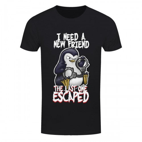 Front - Psycho Penguin Mens  I Need A New Friend T-Shirt