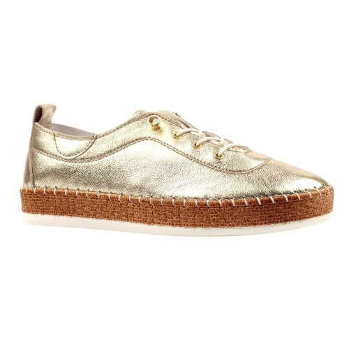Front - Lunar Womens/Ladies Evette Leather Soft Plimsolls
