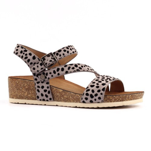 Front - Lunar Womens/Ladies Muster Leopard Print Wedge Heel Sandals