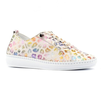 Front - Lunar Womens/Ladies Jana Leopard Print Leather Shoes