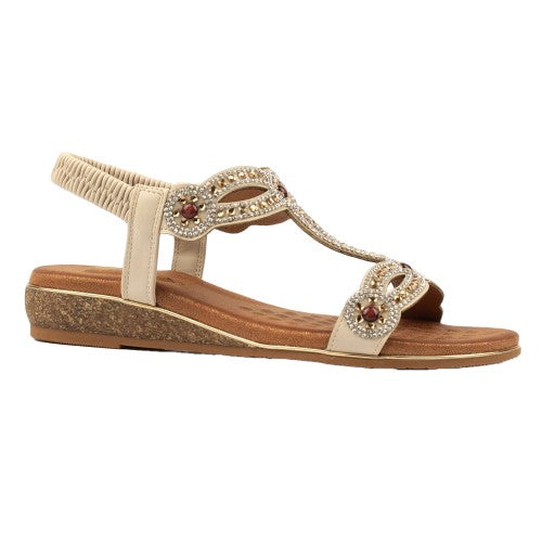 Front - Lunar Womens/Ladies Indigo Wide Sandals