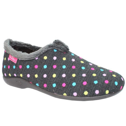 Front - Lunar Womens/Ladies Lava Polka Dot Slippers
