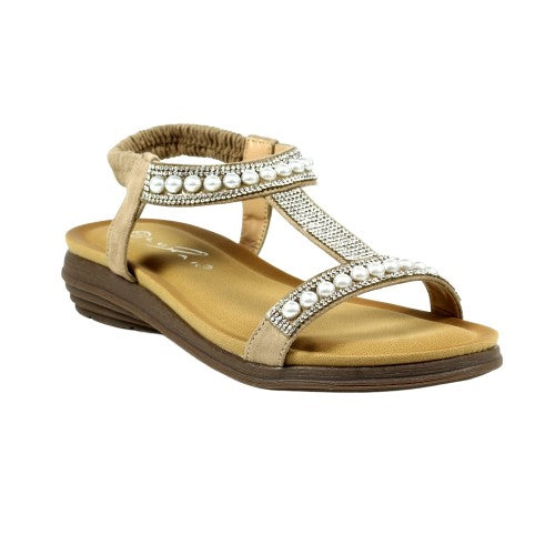 Teal - Front - Lunar Womens-Ladies Tancy Pearl Sandals