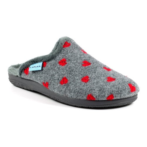 Front - Lunar Womens/Ladies Bruna Hearts Slippers