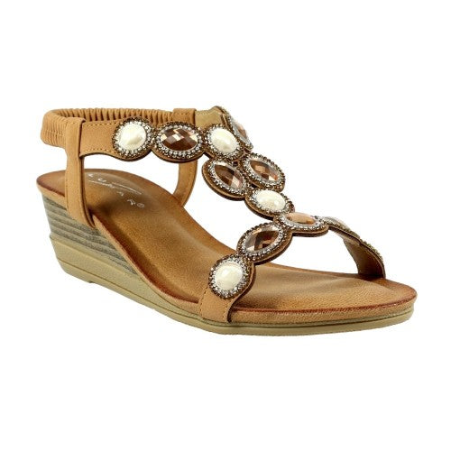 Front - Lunar Womens/Ladies Presley Wedge Sandals