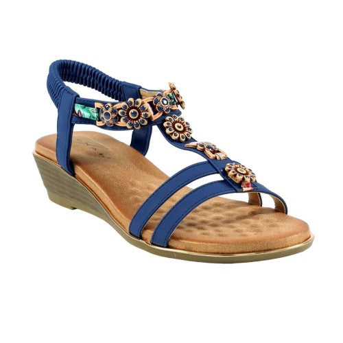 Front - Lunar Womens/Ladies Frankie Low Wedge Sandals