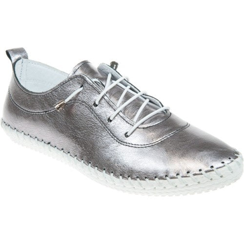 Front - Lunar Womens/Ladies St Ives Metallic Leather Plimsolls