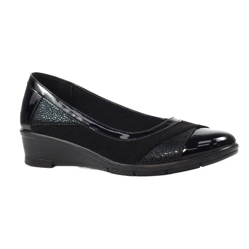 Front - Lunar Womens/Ladies Faux Leather Wedge Shoes