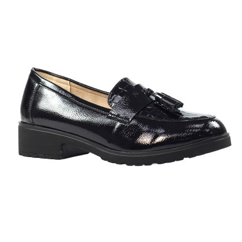 Front - Lunar Womens/Ladies Vivi Patent Faux Leather Loafers