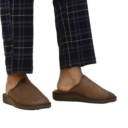Front - Lazy Dogz Mens Glen II Faux Leather Slip-on Slippers