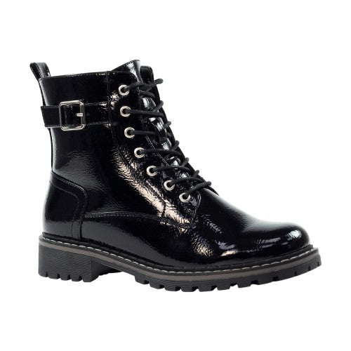 Front - Lunar Womens/Ladies Parlour Patent Faux Leather Ankle Boots