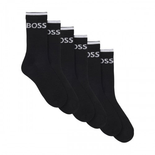 Front - Boss Unisex Adult Ribbed Short Socks (Pack of 6)