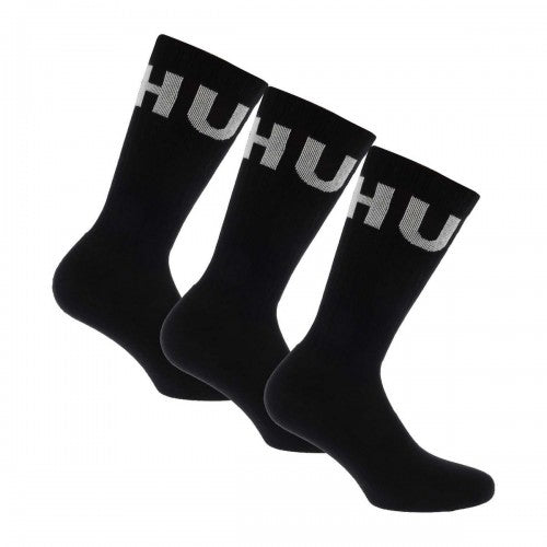 Front - Hugo Unisex Adult Iconic Contrast Logo Socks (Pack of 3)