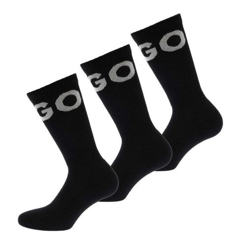 Front - Hugo Unisex Adult Iconic Contrast Logo Socks (Pack of 3)