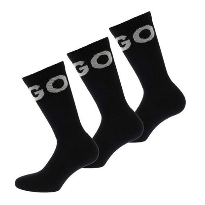 Front - Hugo Unisex Adult Iconic Contrast Logo Socks (Pack of 3)