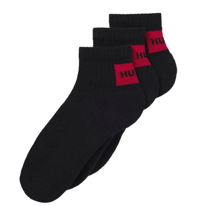 Front - Hugo Unisex Adult Contrast Logo Ankle Socks (Pack of 3)