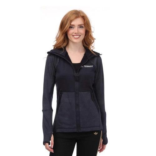 Front - Adidas Womens/Ladies Terrex Tech Fleece Hooded Jacket
