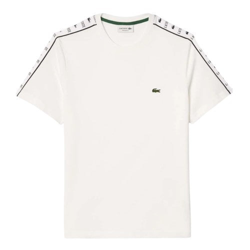 Front - Lacoste Mens Logo Strip Cotton Jersey T-Shirt