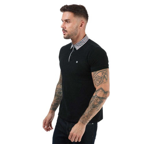 Front - Weekend Offender Mens Nicks Checked Collar Polo Shirt