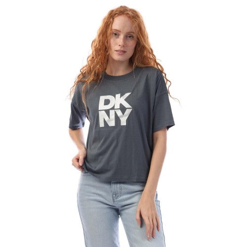 Front - DKNY Womens/Ladies Foil Logo T-Shirt