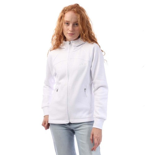 Front - DKNY Womens/Ladies Embellished Logo Fitted Full Zip Hoodie