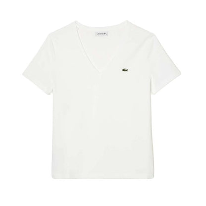 Front - Lacoste Womens/Ladies V Neck Loose Fit T-Shirt