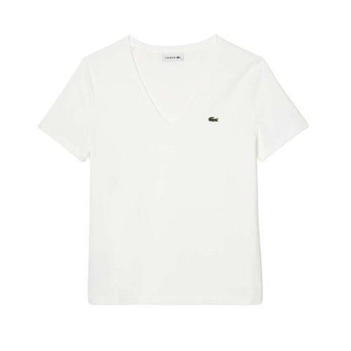 Front - Lacoste Womens/Ladies V Neck Loose Fit T-Shirt