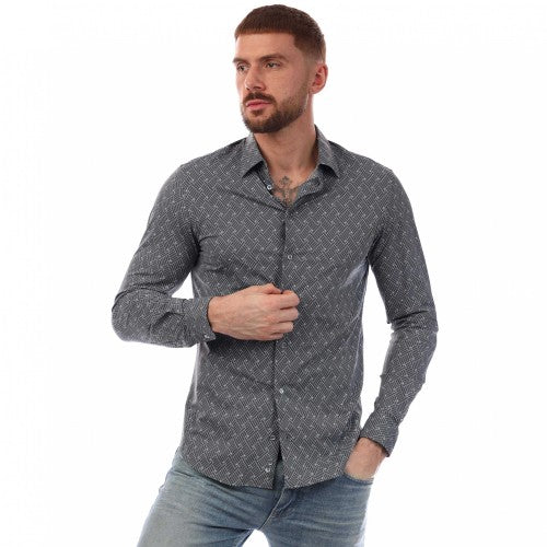 Front - Emporio Armani Mens Patterned Shirt