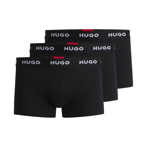 Front - Hugo Mens Plain Cotton Blend Boxer Shorts (Pack of 3)